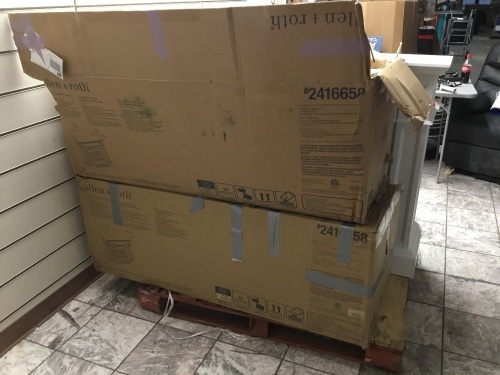 Pallet of allen + roth Electric Fireplace TV Stands - White. Appears to Have Some Cosmetic Damage/Condition Unknown.  - Lot 284