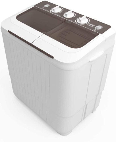KUPPET Washing Machine, 16.5lbs Compact Twin Tub, Wash & Spin Combo for Apartment, Dorms, RVs, Camping & More, White & Brown. E-Commerce. Untested/Appears New.  - Lot 291