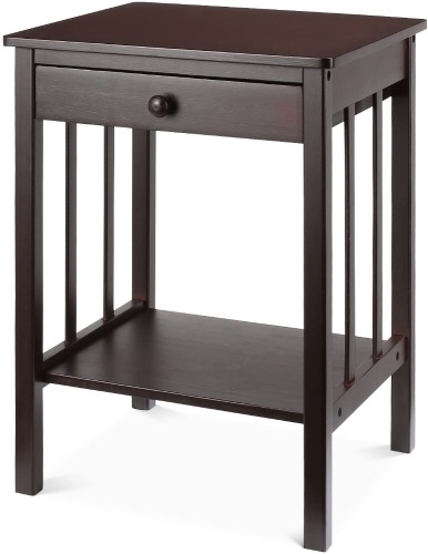 HOMFA Bamboo Night Stand/End Table w/ Drawer & Storage, Dark Brown. E-Commerce. Appears New.  - Lot 306