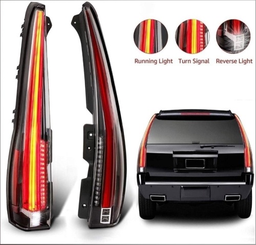 MOSTPLUS Pair of LED Tail Lights Rear Compatible for Cadillac Escalade 2007-2014 ESV Rear Lamp Assembly with Red Turn Light (Red Clear). Appear New - Lot 347