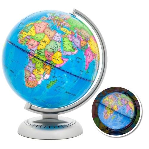 8in LED Light Illuminated World Geographical Globe, Educational Toy w/ Day & Night View. Appears New.  - Lot 417