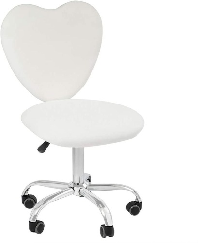 Impressions Heart Three Sixty Degrees Vanity Chair with Adjustable Height, Armless Swivel Wheelbase Chair with Cushion, White. New Blemish - Lot 467