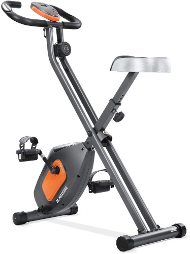 MaxKare Unisex Stationary Folding Magnetic Exercise Bike w/ Adjustable Resistance Pulse, LCD Monitor & Extra-Large Seat Cushion. - Lot 493
