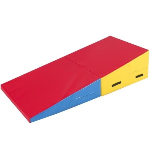 60x30x14in Folding Gymnastics Incline Mat, Blue/Red/Yellow. Appears New.  - Lot 511