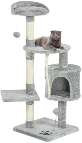 Multi-Level Cat Tree Tower Condo w/ Scratching Posts, Gray. E-Commerce. Appears New.  - Lot 540
