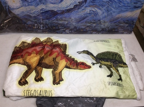 Dinosaur Pattern Toddler Plush Blanket. Appears New - Lot 543