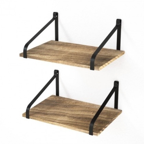 Zimtown Wood Floating Shelves w/ Black Industrial Metal Brackets. E-Commerce. Appear New.  - Lot 713