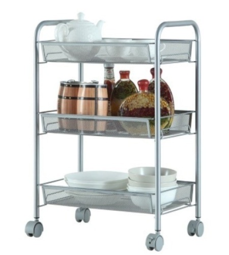 (3) TierRolling Kitchen/Pantry Utility Cart, Metal, 24"H X 17"W X 10"D. Appears New.   - Lot 715