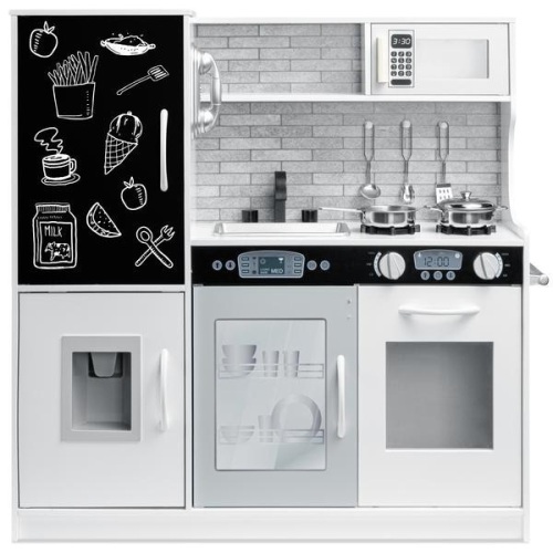 Pretend Play Kitchen Wooden Toy Set for Kids w/ (7) Accessories, White. Appears New.  - Lot 728