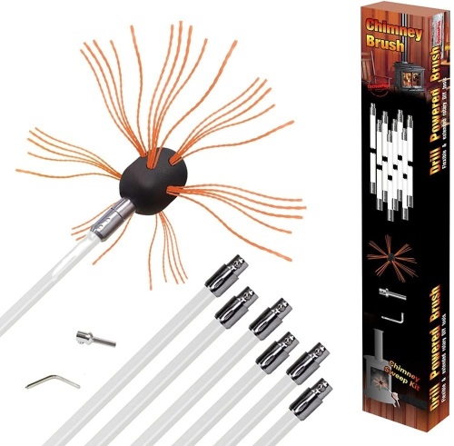 33ft Electrical Rotary Drill Drive Chimney Sweeping/Cleaning Tool Kits w/ Nylon Flexible Rods & Safety Googles. Appears New.  - Lot 730