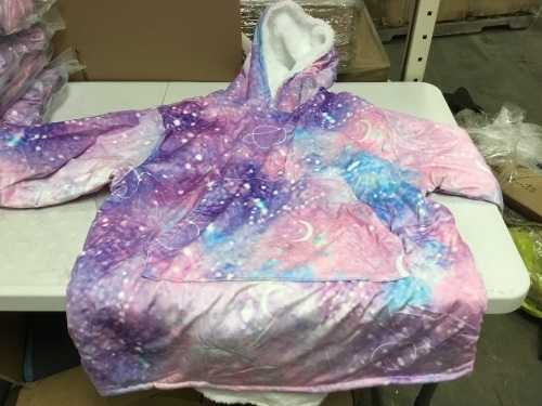Lot of (5) Galaxy Fur Lined Reversible Hooded Sweatshirts. Unknown SIze. Appear New.  - Lot 736