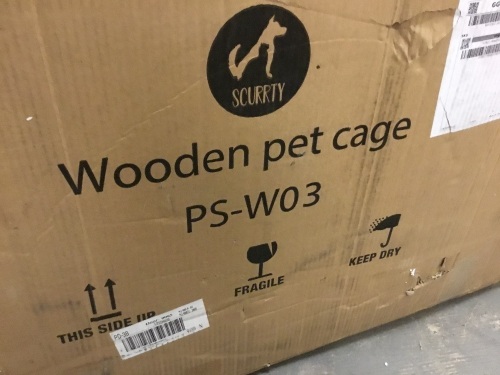 Wooden Pet Cage by Scurrty, White. E-Commerce. Appears New w/ Missing Hardware.  - Lot 738