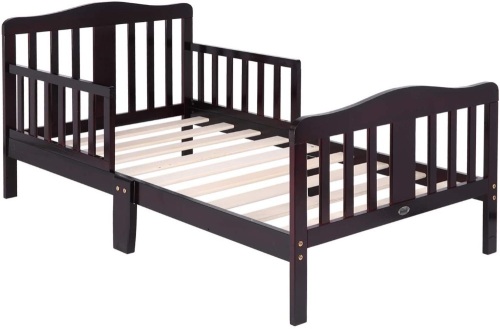 Bonnlo Wooden Toddler Bed for Boys & Girls, Dark Cherry. Appears New.  - Lot 740