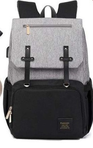 Lot of (2) FAMICARE Diaper Bags w/ USB Port, Black & Gray. New. - Lot 747