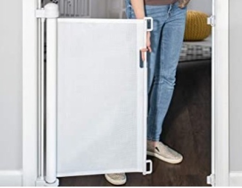 YOOFOR Retractable Baby Gate, Extra Wide Safety Kids or Pets Gate (Color May Vary from Pictured). Appears New.  - Lot 940