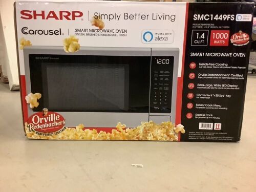 Sharp 1000 Watt Smart Microwave, SMC1449FS, Appears New - Lot 15