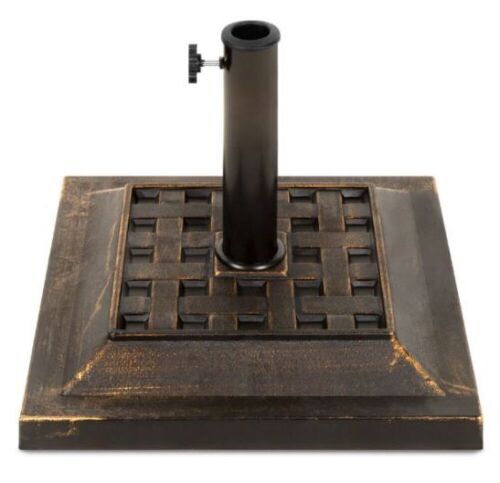 26lb Steel Square Patio Umbrella Base Stand, Basketweave Pattern, Appears New - Lot 137
