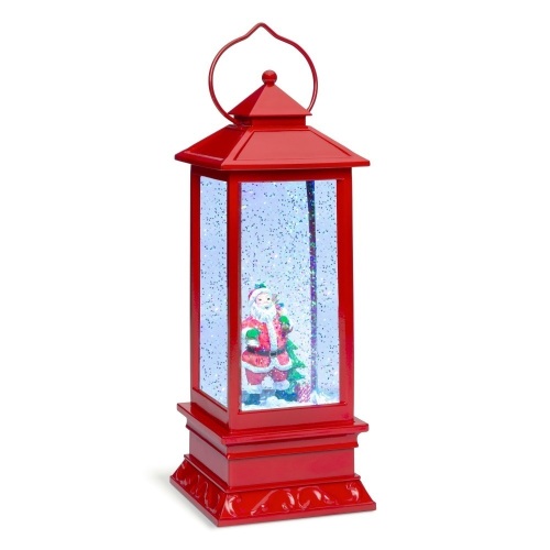 Pre-Lit Battery Operated Glitter Snow Globe Christmas Lantern w/ Santa Claus - Lot 819