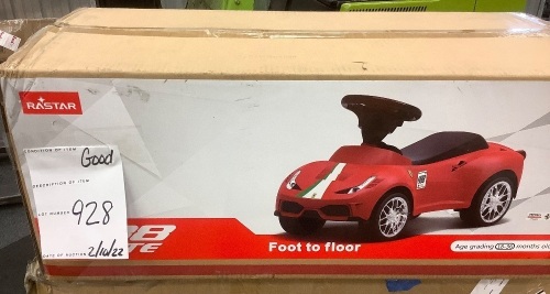Kids Ferrari 458 Foot-to-Floor Sports Ride-On Push Car Scooter w/ Horn - Lot 928