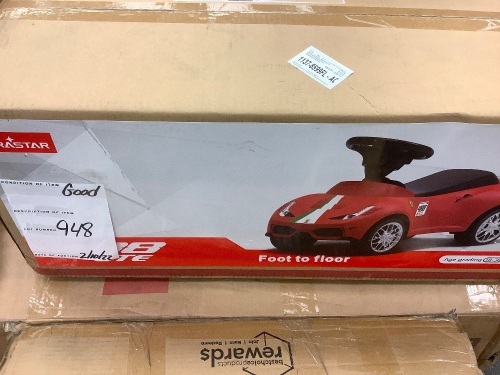 Kids Ferrari 458 Foot-to-Floor Sports Ride-On Push Car Scooter w/ Horn - Lot 948