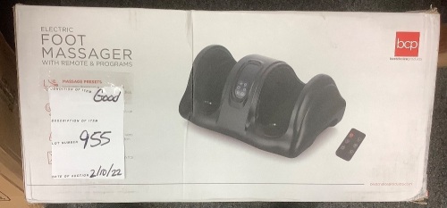 Therapeutic Foot Massager w/ High Intensity Rollers, Remote, 3 Modes - Lot 955