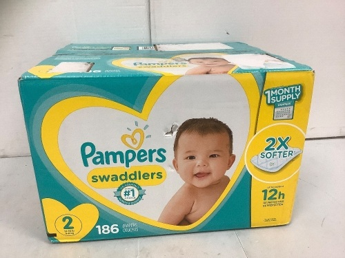 Pampers Swaddler Diapers 186ct, Size 2, Appears new - Lot 26