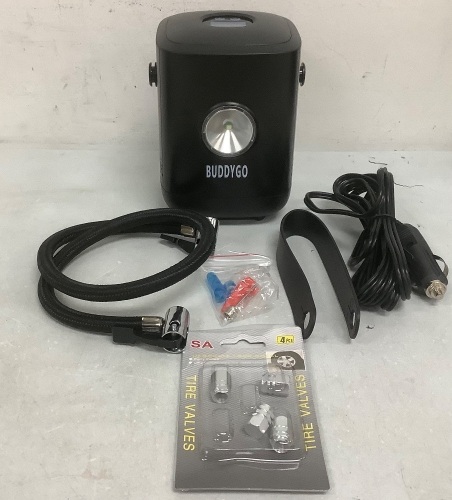 BUDDYGO Portable Air Compressor for Car Tires, Untested, Appears New - Lot 264