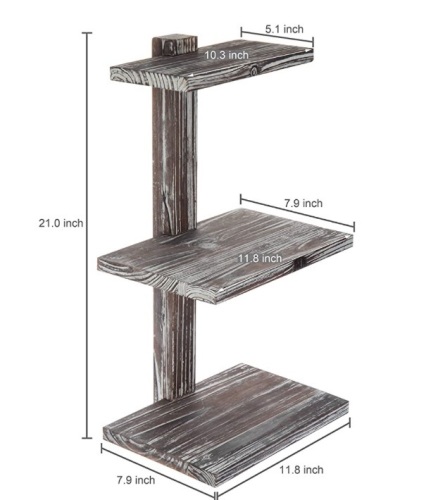 21-Inch Standing Farmhouse Style Torched Wood 3-Tier Dessert Stand, Appears New - Lot 449