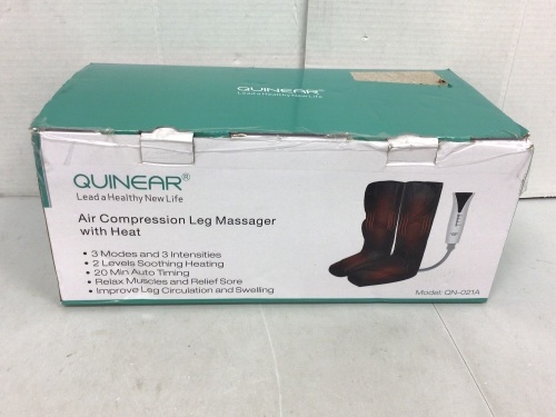 Quinear Air Compression Leg Massager w/ Heat, Powers Up, E-Commerce Return - Lot 648