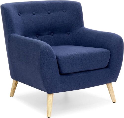 Linen Upholstered Modern Mid-Century Tufted Accent Chair  - Lot 33