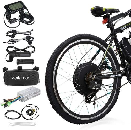 Voilamart 26" Rear Wheel 48V 1000W Electric Bike Conversion Kit with LCD Display, Cycling Hub Motor with Intelligent Controller and PAS System for Road Bike - Lot 65