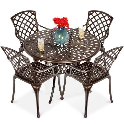 5-Piece All-Weather Cast Aluminum Patio Dining Set w/ 4 Chairs - Lot 71