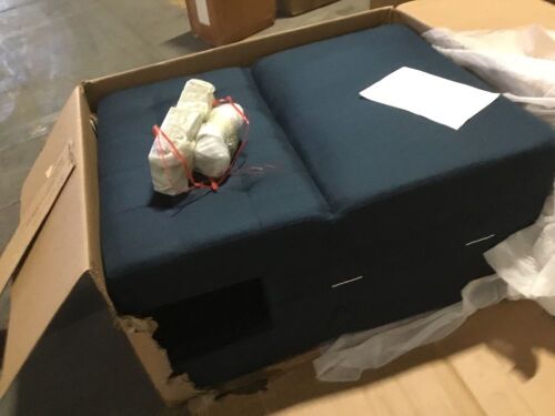 Navy Blue Upholstered Couch  - Lot 80