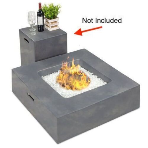 40,000 BTU Square Propane Fire Pit Table - Missing Tank Storage Table - Lot 87