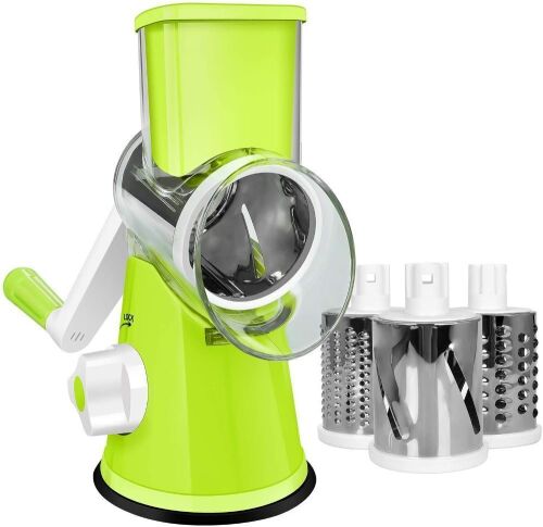 Rotary Cheese Grater with 3 Interchangeable Round Stainless Steel Blades - Lot 135