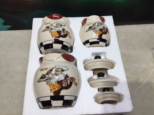 Lorren Home Trends 3 Piece Chef Canister Set - No Box - Lot 137