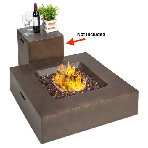 40,000 BTU Square Propane Fire Pit Table - Missing Tank Storage Table  - Lot 138