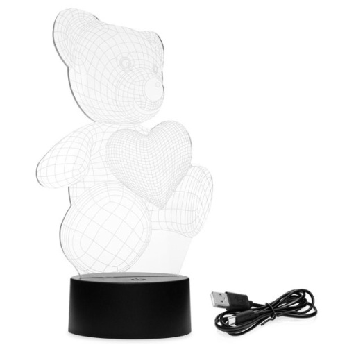 Lot of (5) 7 Color 3D Bear LED Night Light Illusion Lamp W/ Touch Switch - Lot 211