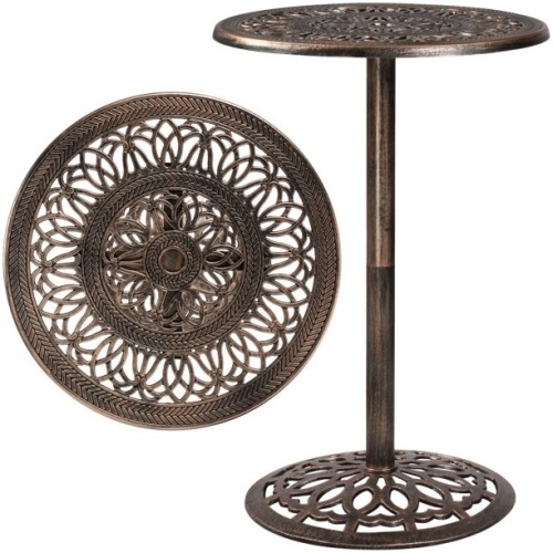 Outdoor Cast Aluminum Bar Height Patio Bistro Table, Antique Copper  - Lot 222