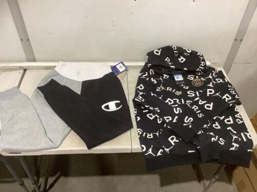 Champion Joggers, Small & Paris Saint-Germain Fleece Pullover Hoodie, Medium - Lot 288