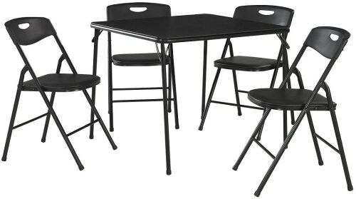 COSCO 5-Piece Folding Table and Chair Set, Black - Lot 312