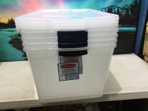 Lot of (4) Rubbermaid Cleverstore Latching Storage Box, 95 Qt  - Lot 325