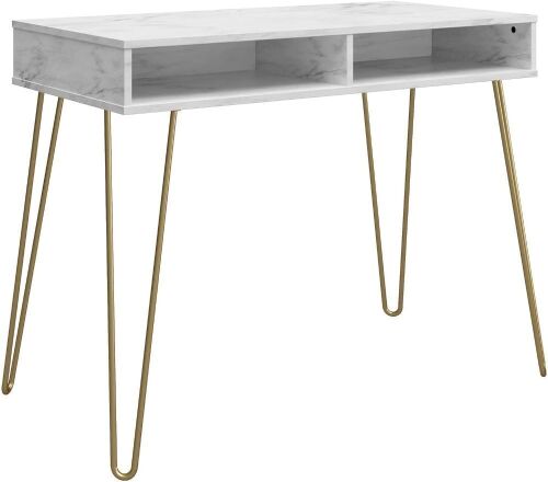 Novogratz Computer Desk with Storage, White Marble - Lot 344