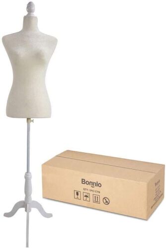 Bonnlo Female Dress Form Pinnable Mannequin with Wooden Tripod Base Stand  - Lot 362