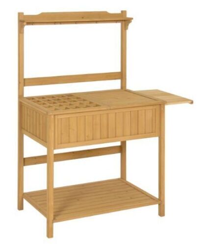 Outdoor Garden Wooden Recessed Storage Potting Bench Work Station  - Lot 374