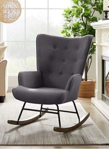 Tribesigns Solid Wood Rocking Chair with Metal Frame - Lot 385