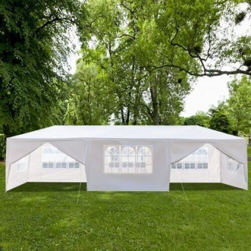 10' x 30' Outdoor Canopy Party Wedding Tent White Pavilion 8 Removable Walls  - Lot 435