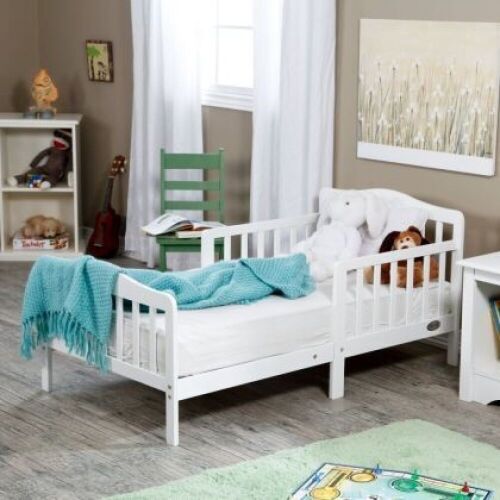 Wooden Baby Toddler Bed with Safety Guardrails - Lot 523