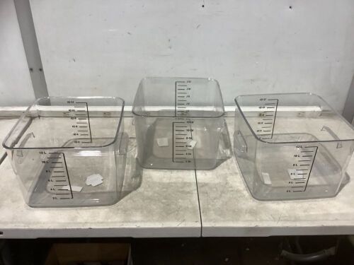 Lot of (3) Rubbermaid Commercial 12 Quart Clear Space Saving Food Storage Square Container - Lot 550