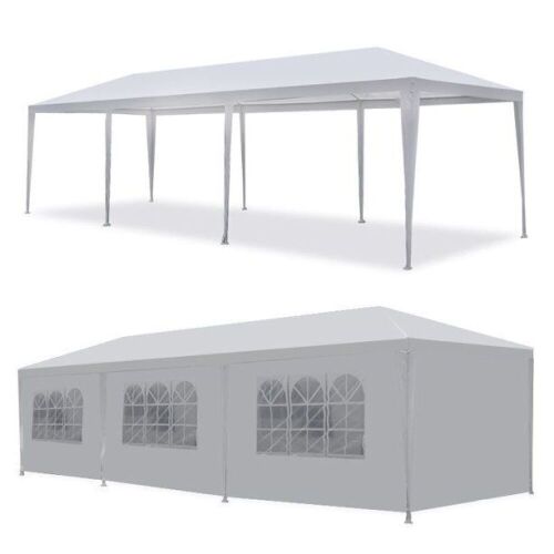 10'x 30' White Gazebo Wedding Party Tent Canopy With 6 Windows & 2 Sidewalls - Lot 571